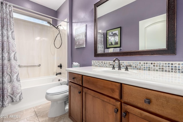 5083 W Buckskin Dr, Eloy, AZ 85131 - bathroom with vanity, toilet, tile patterned flooring, and shower / tub combo