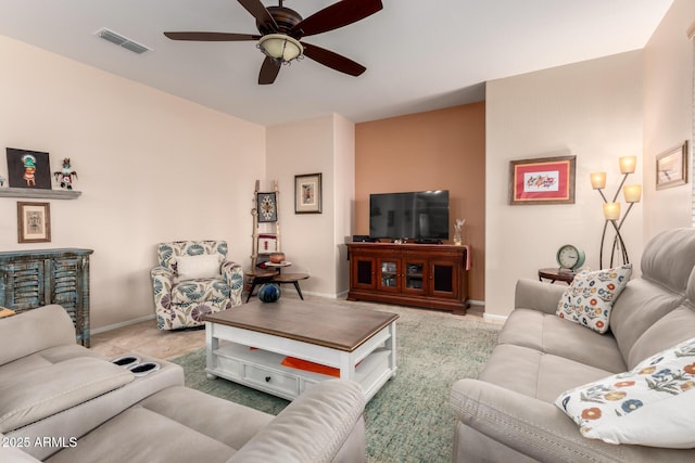 5083 W Buckskin Dr, Eloy, AZ 85131 - living area with baseboards, visible vents, and a ceiling fan