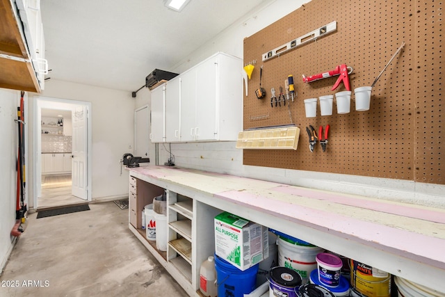 interior space with a workshop area