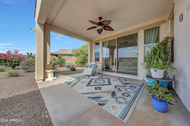 view of patio / terrace featuring ceiling fan