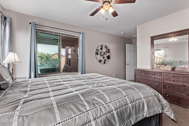 bedroom with carpet and ceiling fan