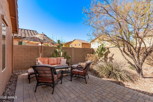 view of patio with outdoor lounge area