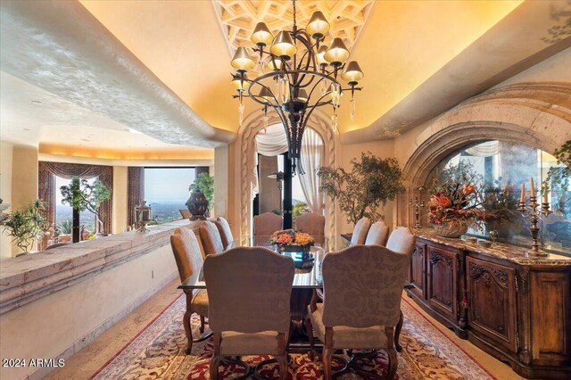 dining room featuring a chandelier