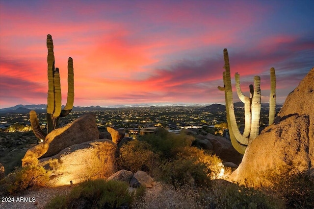 nature at dusk with a mountain view