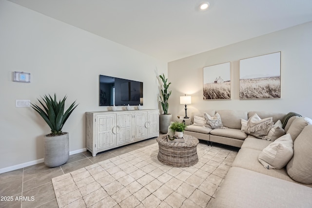 view of tiled living room