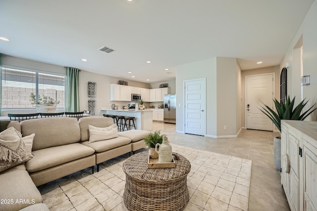 view of tiled living room