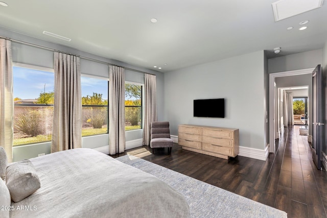 26099 N 88th Way, Scottsdale, AZ 85255 - bedroom with dark wood-style flooring, recessed lighting, and baseboards