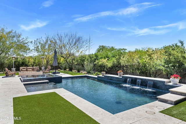 26099 N 88th Way, Scottsdale, AZ 85255 - view of swimming pool with a lawn, a fenced backyard, a fenced in pool, and a patio area