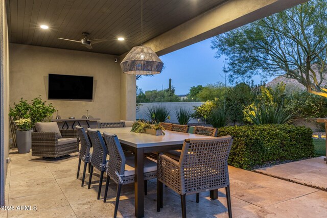 26099 N 88th Way, Scottsdale, AZ 85255 - view of patio / terrace featuring outdoor dining area and a ceiling fan