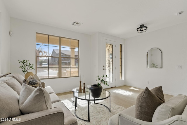 living room featuring light hardwood / wood-style flooring