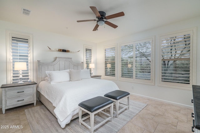 bedroom featuring ceiling fan