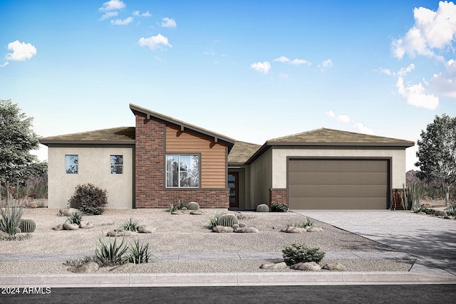 view of front of property with a garage