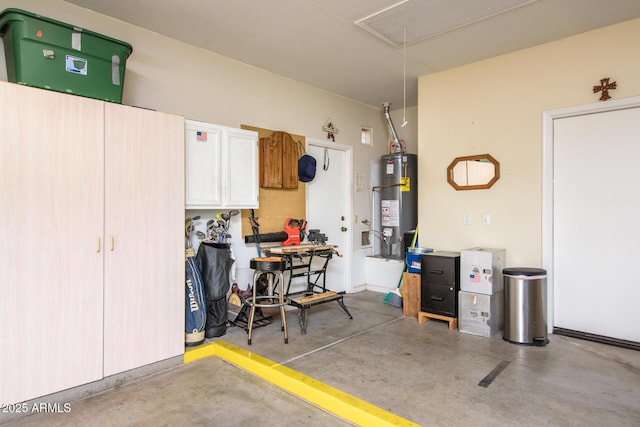 garage with gas water heater