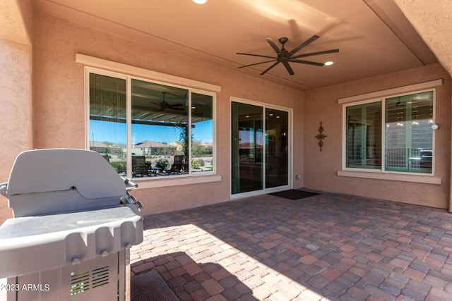 4149 N Brigadier Dr, Florence, AZ 85132 - view of patio / terrace with ceiling fan and a grill