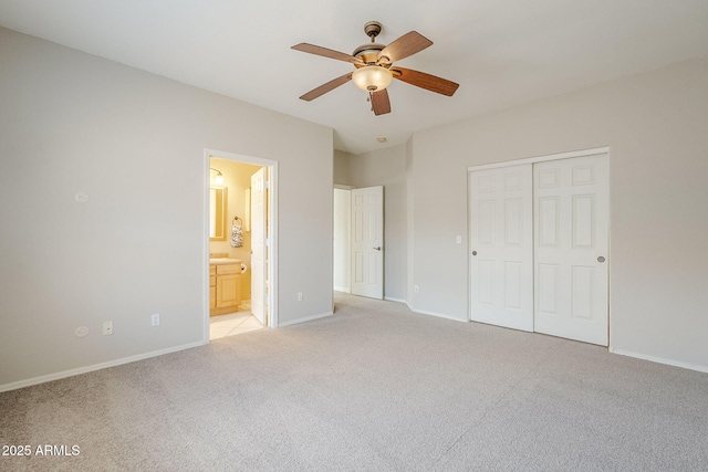 6317 S Kimberlee Way, Chandler, AZ 85249 - unfurnished bedroom featuring light carpet, baseboards, a closet, and connected bathroom