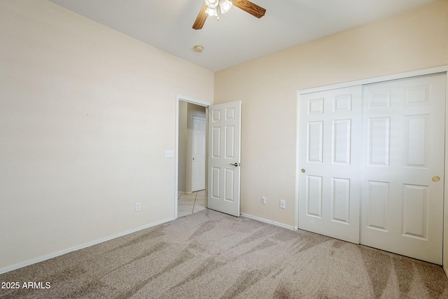 6317 S Kimberlee Way, Chandler, AZ 85249 - unfurnished bedroom with carpet floors, baseboards, a closet, and a ceiling fan