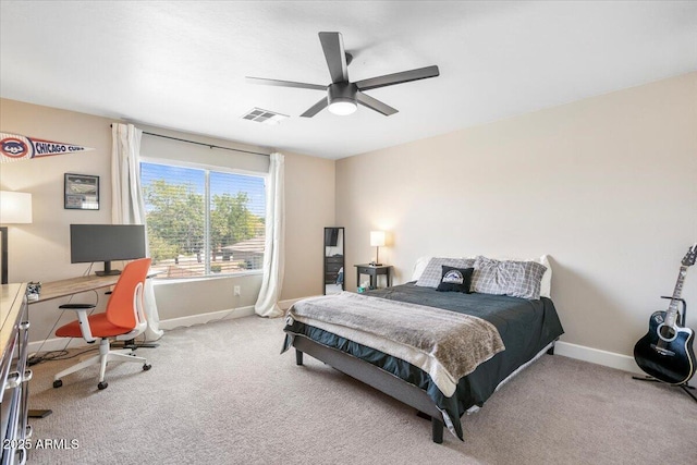 2466 E Harrison Ct, Gilbert, AZ 85295 - carpeted bedroom featuring an office area, baseboards, and a ceiling fan