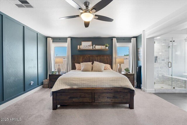 2466 E Harrison Ct, Gilbert, AZ 85295 - bedroom featuring multiple windows, light colored carpet, and ceiling fan