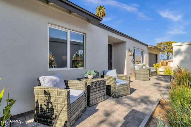 view of patio with an outdoor living space