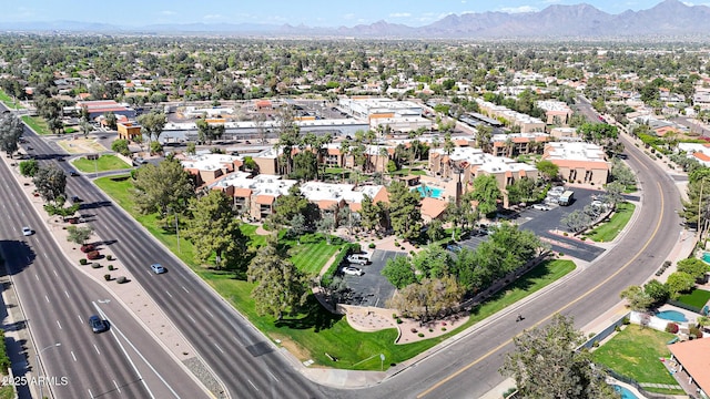 bird's eye view with a mountain view