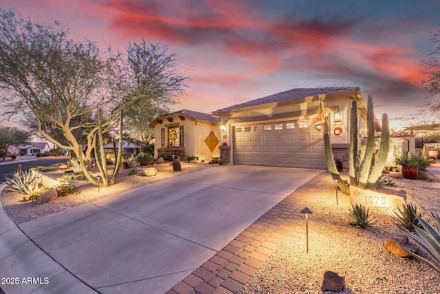 view of front of house with a garage