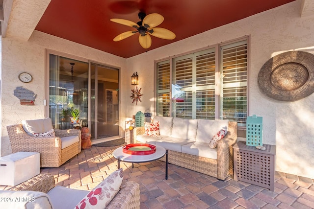 view of patio / terrace featuring outdoor lounge area and ceiling fan