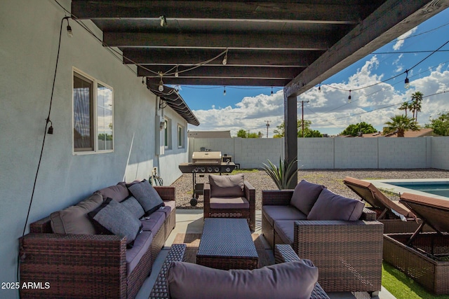 8547 E Roanoke Ave, Scottsdale, AZ 85257 - view of patio with a fenced backyard and outdoor lounge area