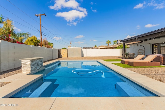 8547 E Roanoke Ave, Scottsdale, AZ 85257 - view of pool with a patio area, a fenced backyard, a fenced in pool, and french doors