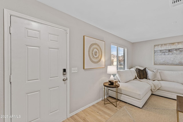 living room with hardwood / wood-style flooring