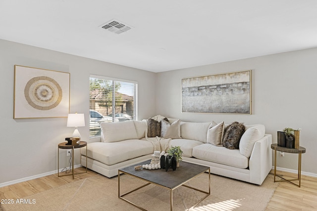 living room with wood-type flooring