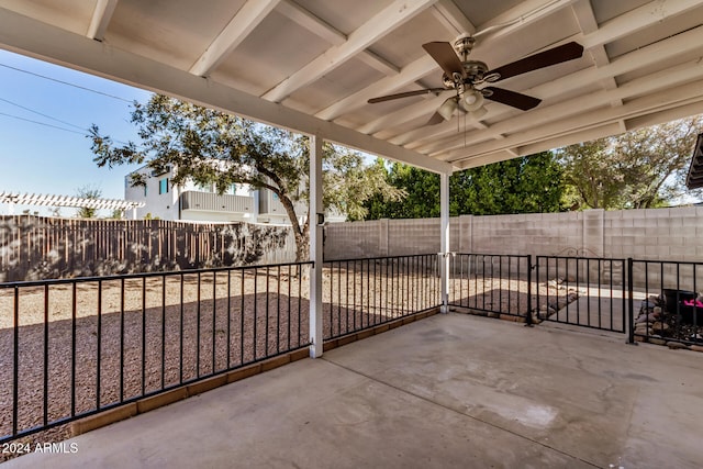 view of patio / terrace featuring ceiling fan