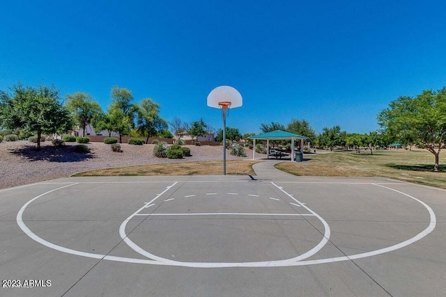 view of sport court featuring community basketball court and a gazebo