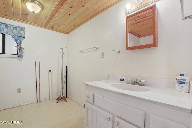 197 S Hiscox Ln, Payson, AZ 85541 - bathroom featuring wood ceiling and vanity