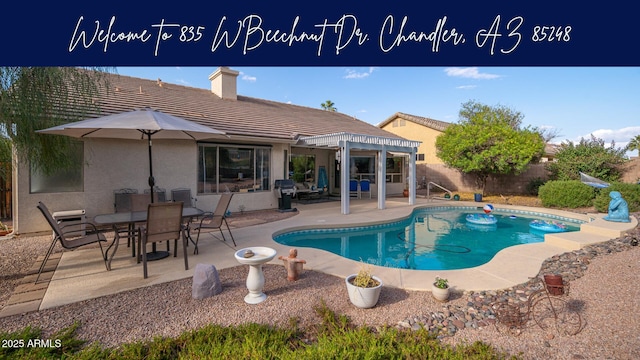 835 W Beechnut Dr, Chandler, AZ 85248 - view of pool with a pergola, a fenced backyard, and a patio area