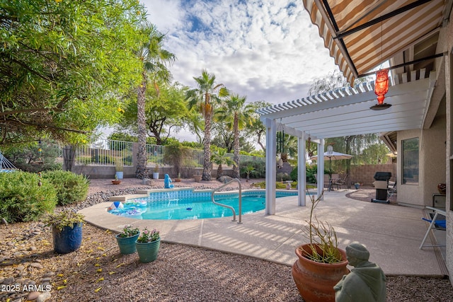 835 W Beechnut Dr, Chandler, AZ 85248 - view of swimming pool featuring a grill, a fenced backyard, a pergola, and a patio area
