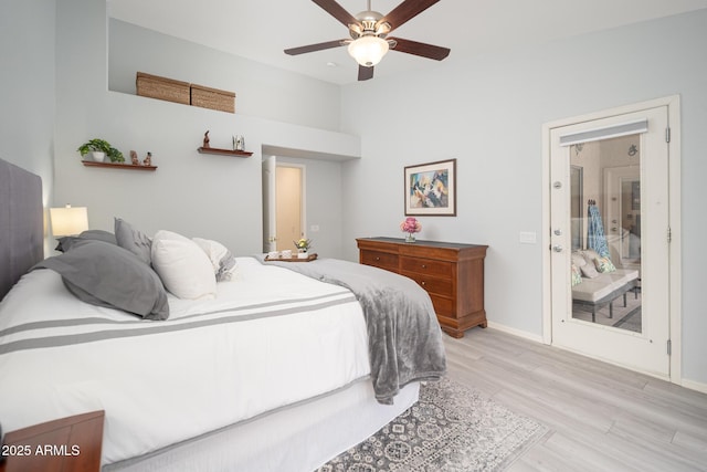 835 W Beechnut Dr, Chandler, AZ 85248 - bedroom featuring wood finished floors, baseboards, a ceiling fan, and vaulted ceiling