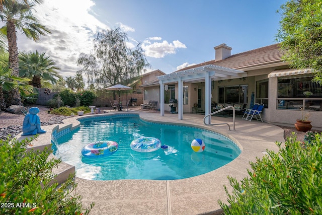 835 W Beechnut Dr, Chandler, AZ 85248 - view of swimming pool featuring a pergola, a patio, a fenced backyard, and a grill