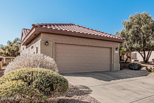 exterior space with a garage