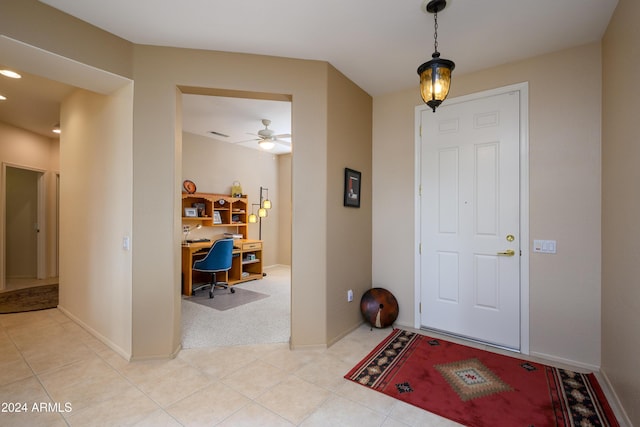 16933 W Oasis Springs Way, Surprise, AZ 85387 - entryway featuring ceiling fan, baseboards, light tile patterned flooring, and recessed lighting