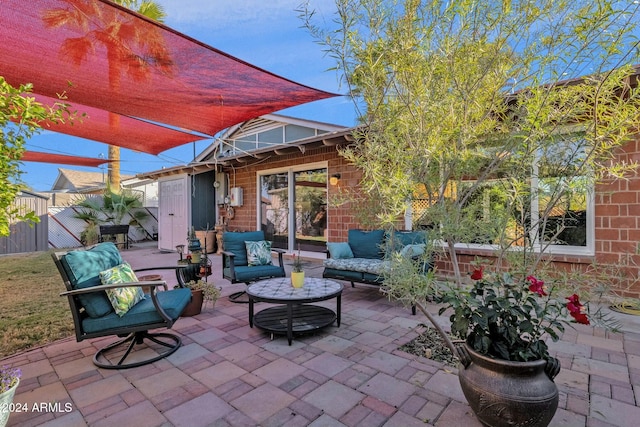 view of patio / terrace featuring an outdoor hangout area