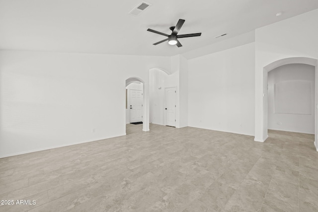 3843 E Citrine Rd, San Tan Valley, AZ 85143 - empty room with arched walkways and ceiling fan