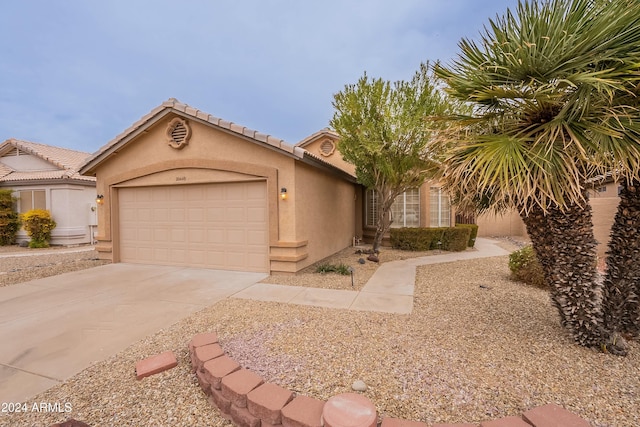 view of front of house with a garage