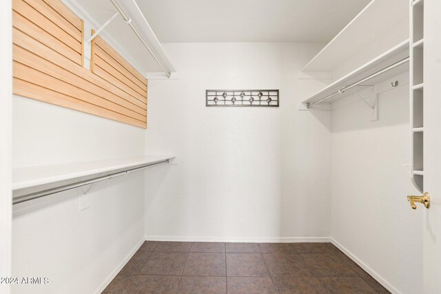 walk in closet featuring dark tile patterned floors