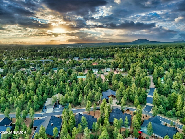 view of aerial view at dusk