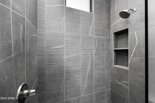 interior details featuring tiled shower