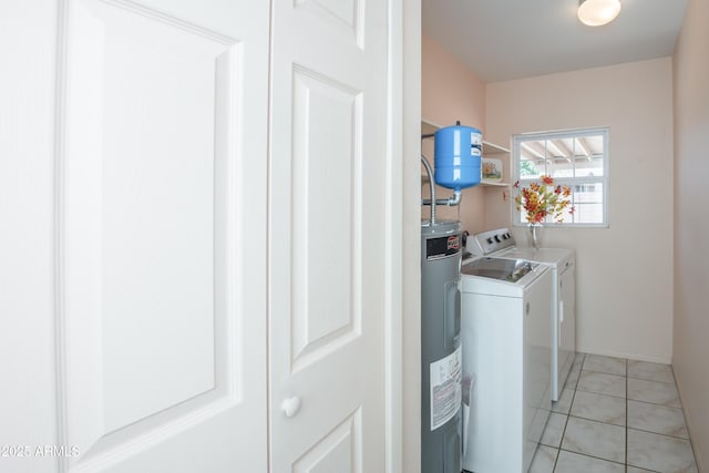 3098 N Starlight Dr, Prescott Valley, AZ 86314 - laundry room featuring separate washer and dryer, electric water heater, and light tile patterned floors