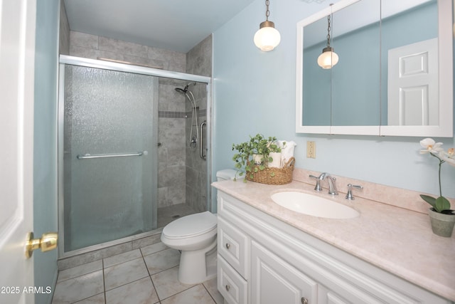 3098 N Starlight Dr, Prescott Valley, AZ 86314 - bathroom featuring toilet, vanity, and a shower stall