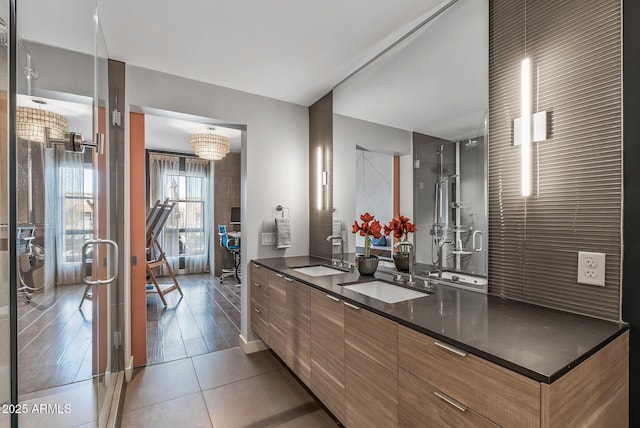 bathroom featuring vanity and tile patterned floors