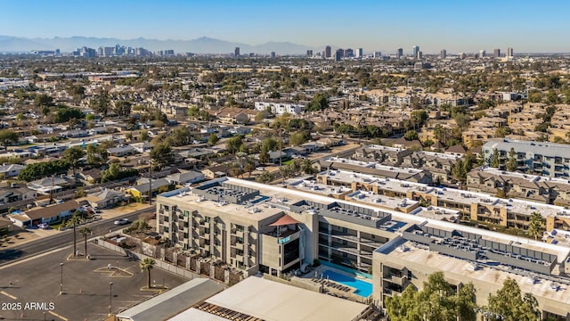 bird's eye view with a mountain view