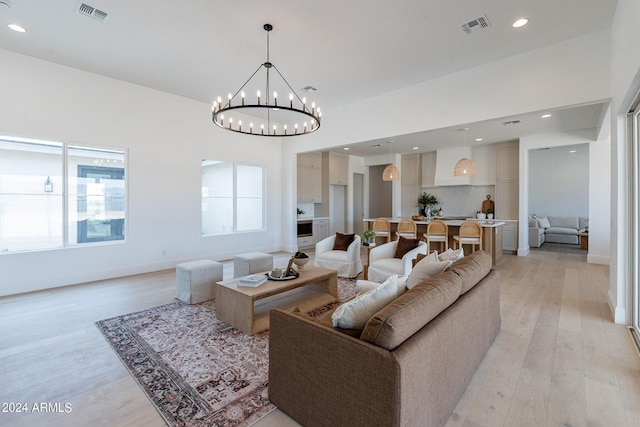 living room featuring light hardwood / wood-style floors